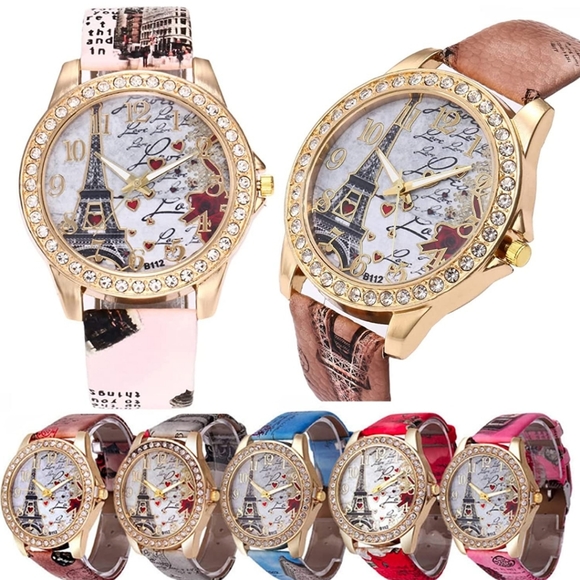 Women's watches girl watch 6 Pack Bling Rhinestone Accented Eiffel Tower Ladies - Picture 1 of 7
